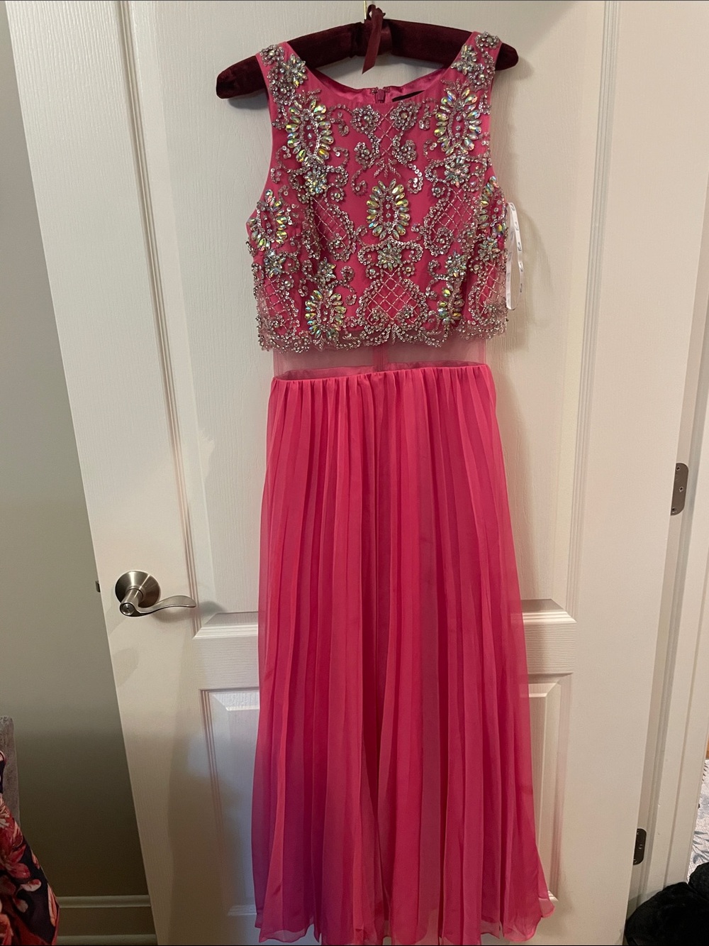Camille Hot Pink Beaded Two-Piece Prom Gown